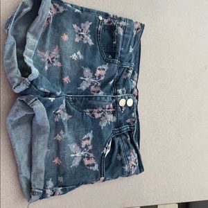 Blue with flowers jean shorts